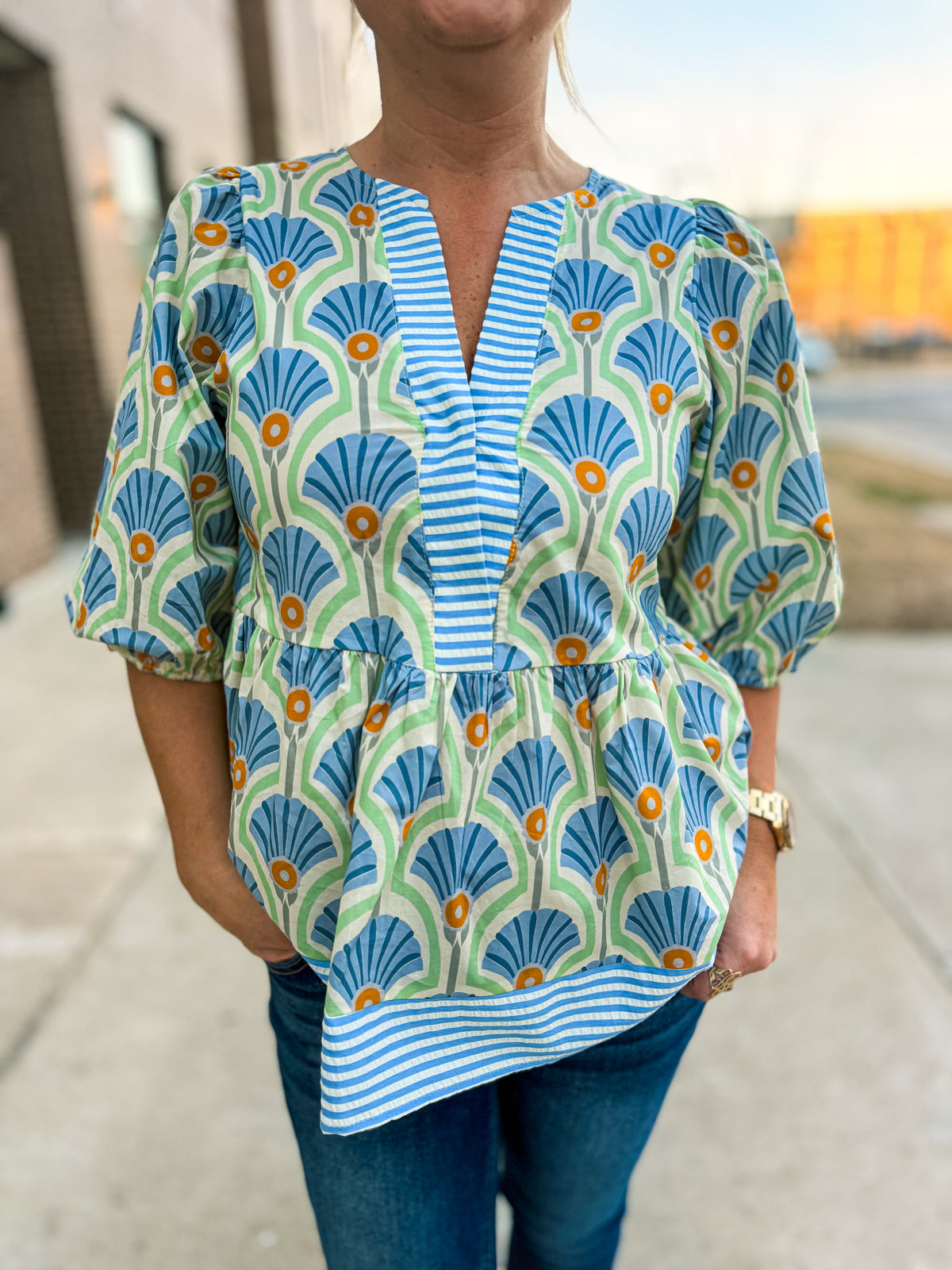 She & Sky Spring Top-Blue