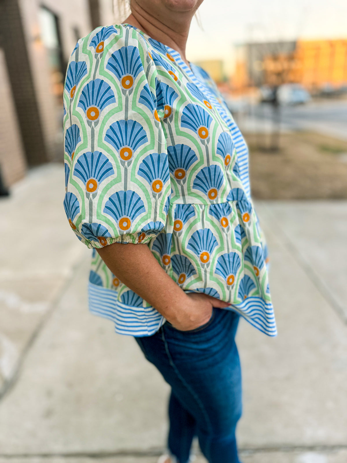 She & Sky Spring Top-Blue