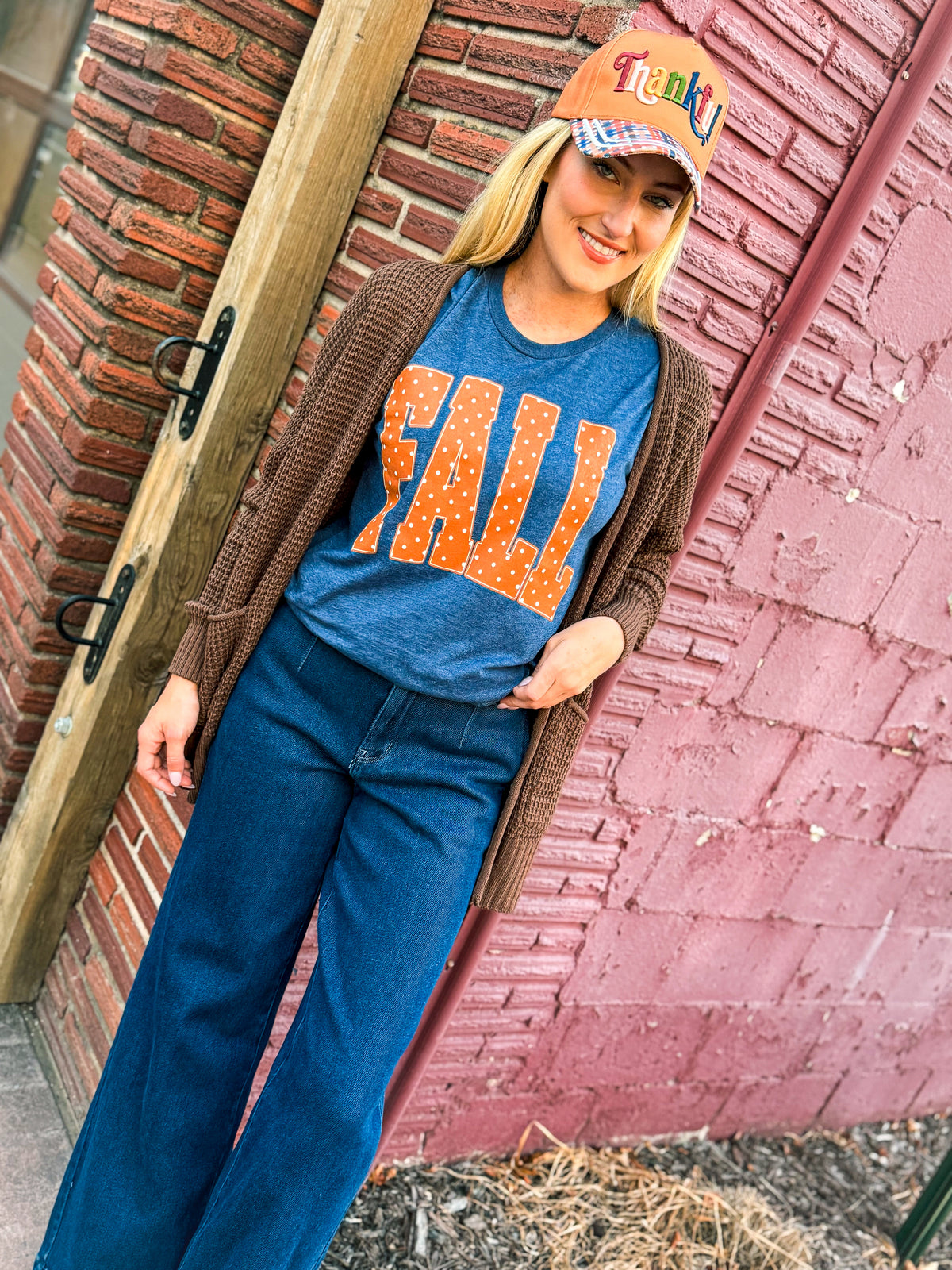 Blue Polka Dot Fall Tee