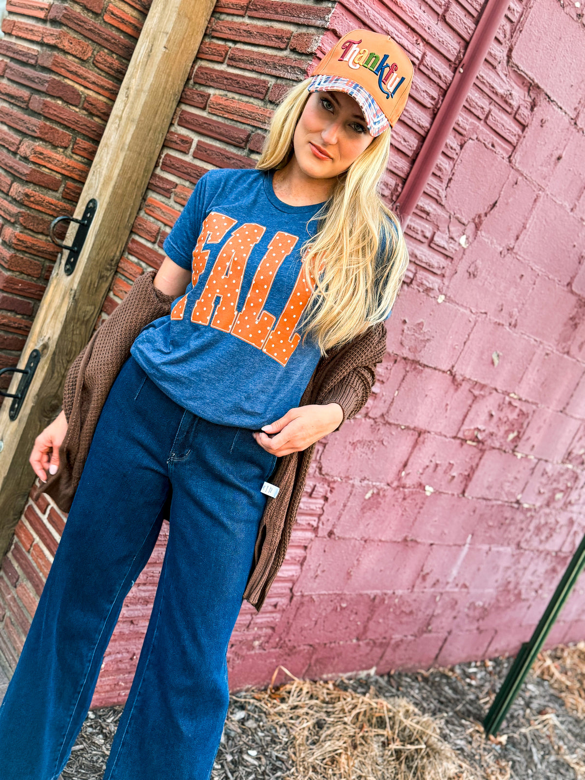 Blue Polka Dot Fall Tee