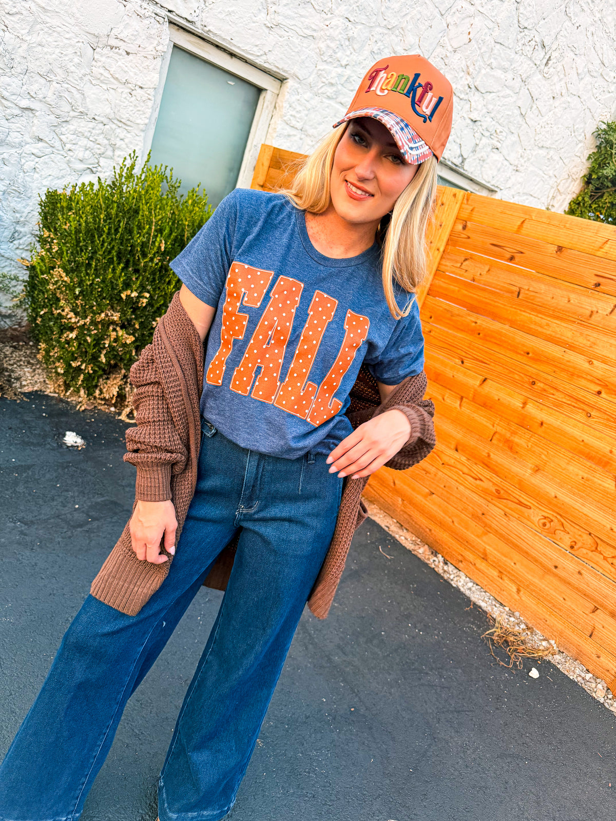 Blue Polka Dot Fall Tee