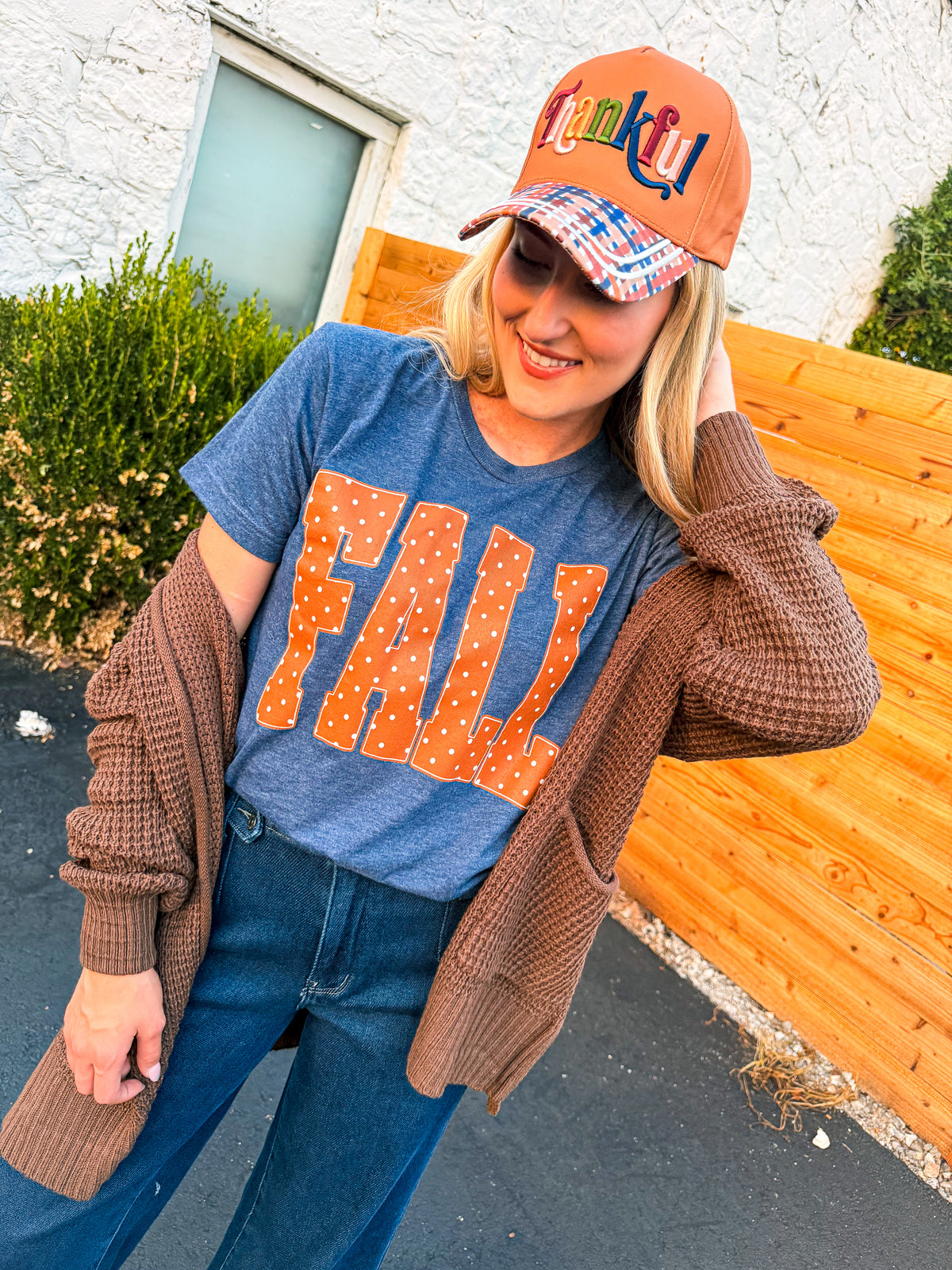 Blue Polka Dot Fall Tee