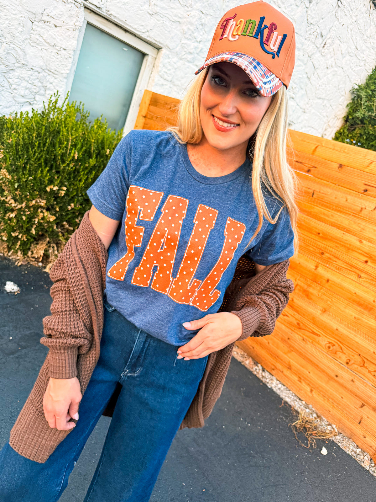Blue Polka Dot Fall Tee