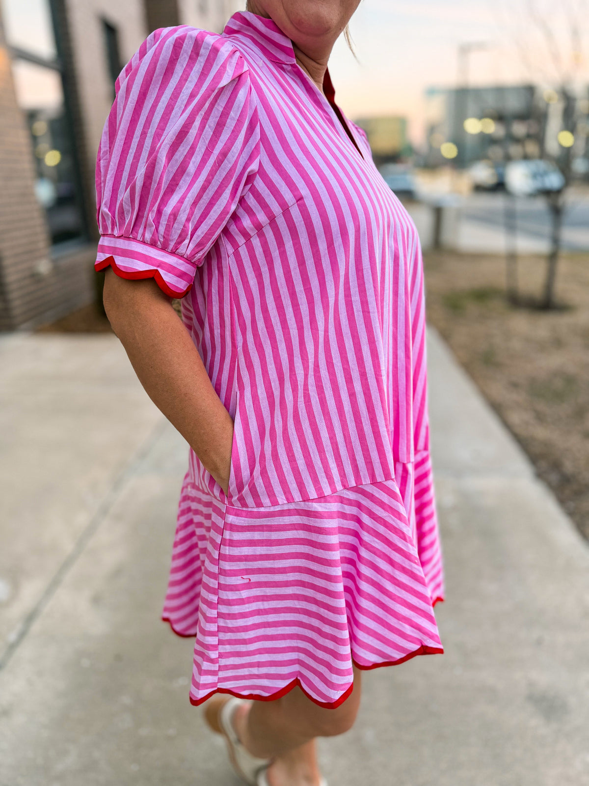 Pink & Red Striped Entro Dress