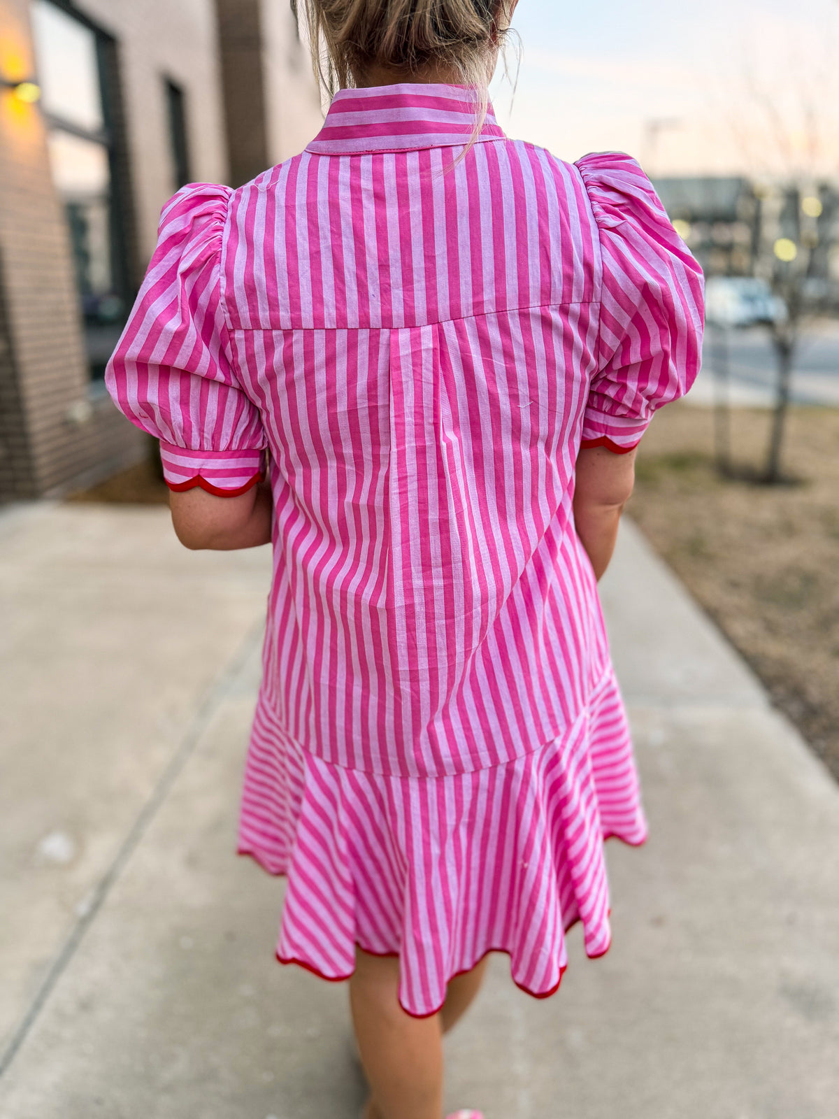 Pink & Red Striped Entro Dress