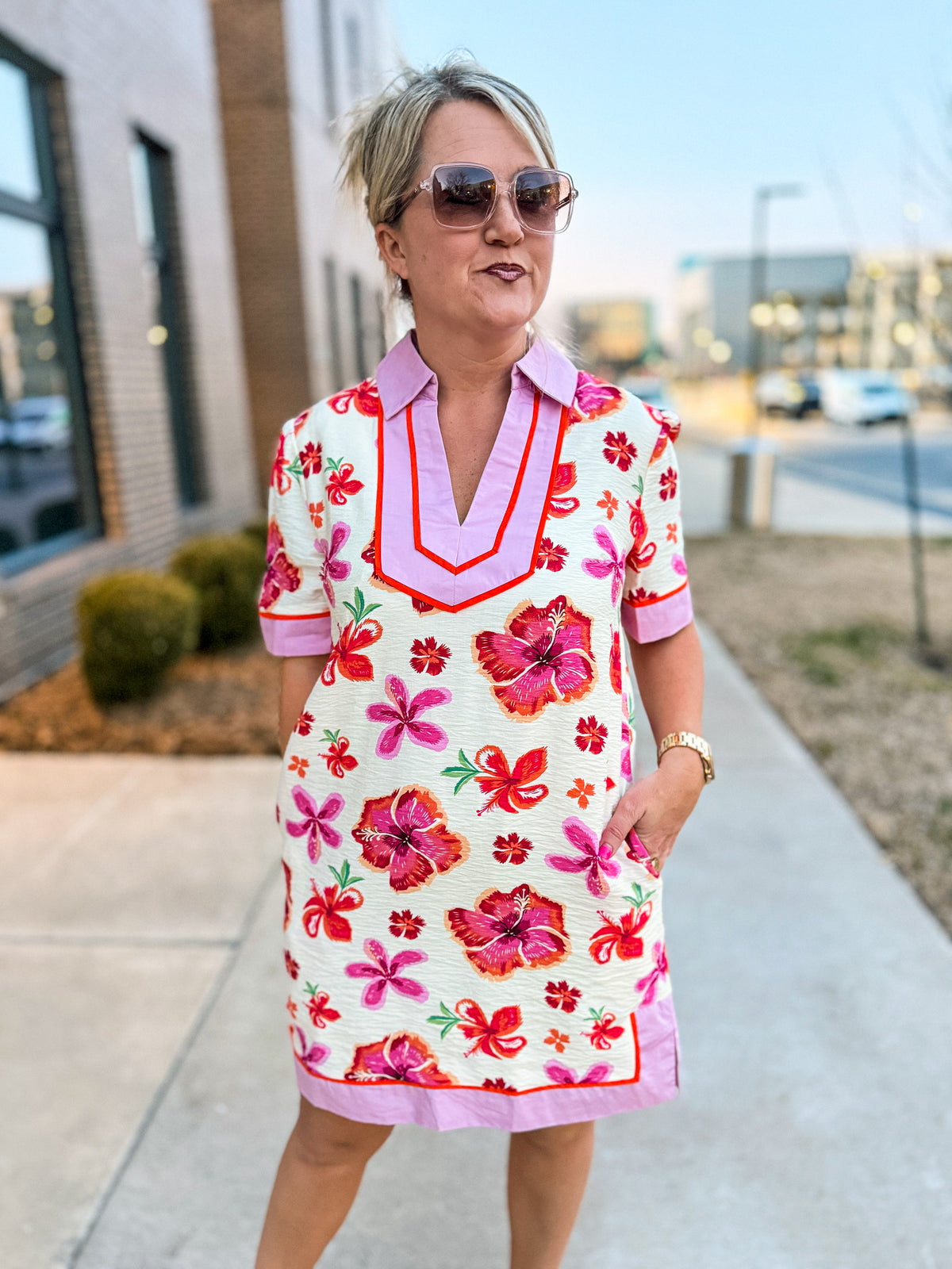 Pink Floral Dress-She & Sky