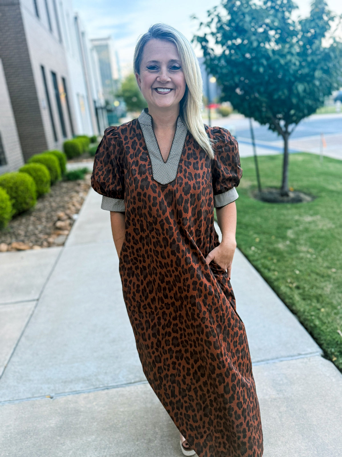 Entro Leopard Brown Maxi Dress