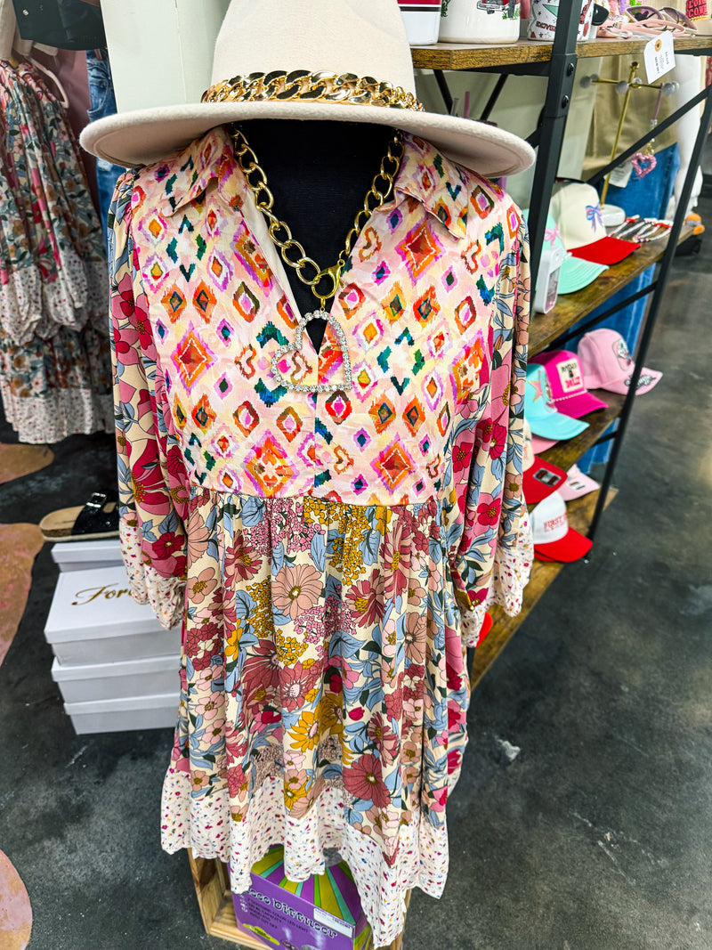 Boho Bubble Sleeve Dress
