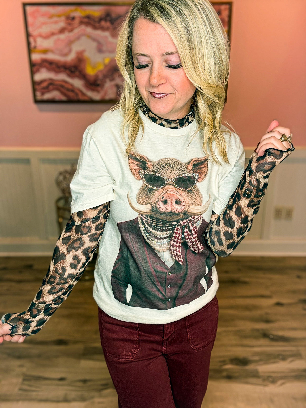 Leopard Mesh Top-Bibi