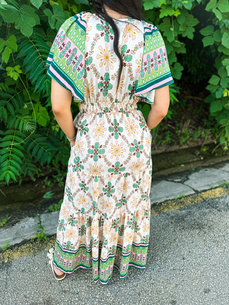 Green Floral Maxi Dress