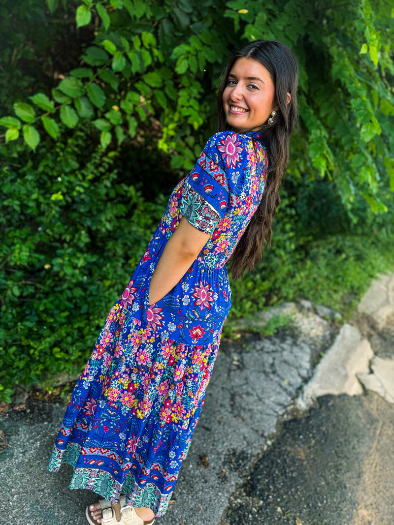 Blue Floral Maxi Dress