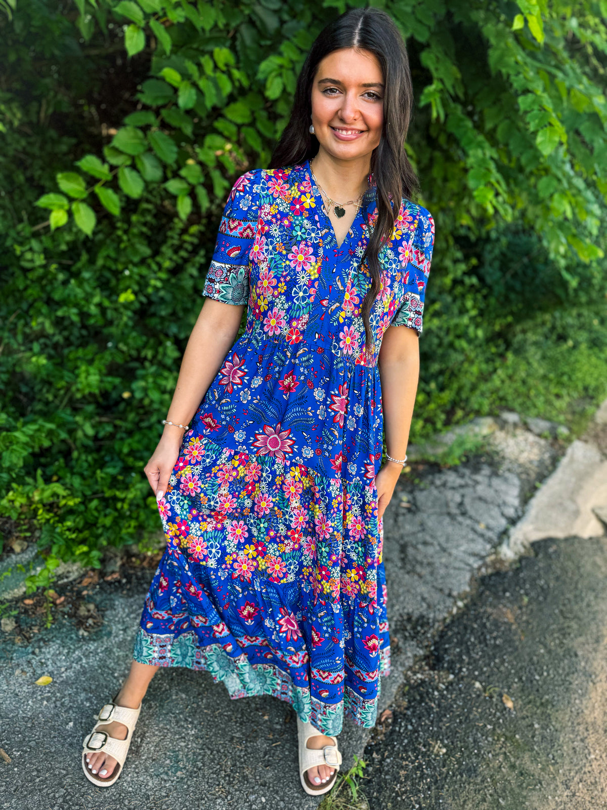Blue Floral Maxi Dress