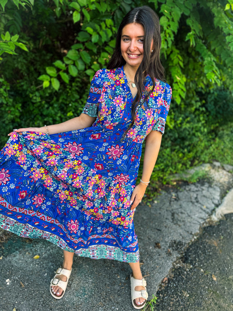 Blue Floral Maxi Dress