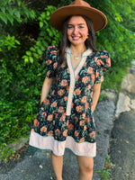 Black Floral Autumn Dress