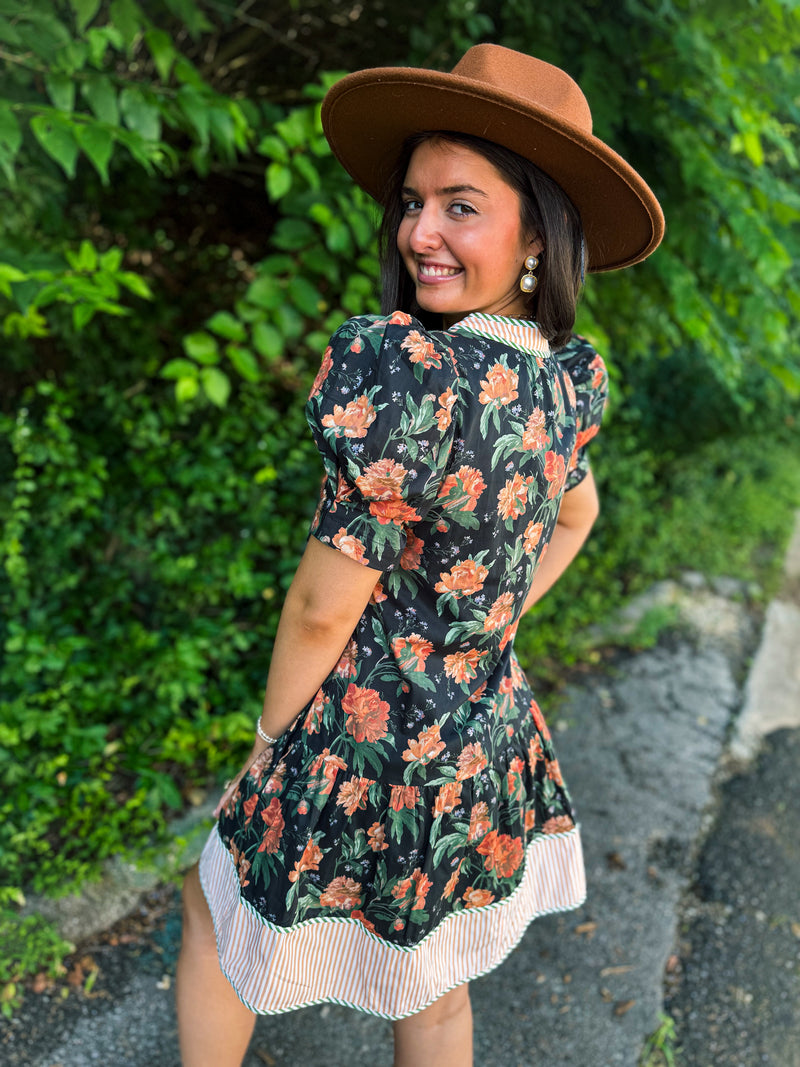 Black Floral Autumn Dress