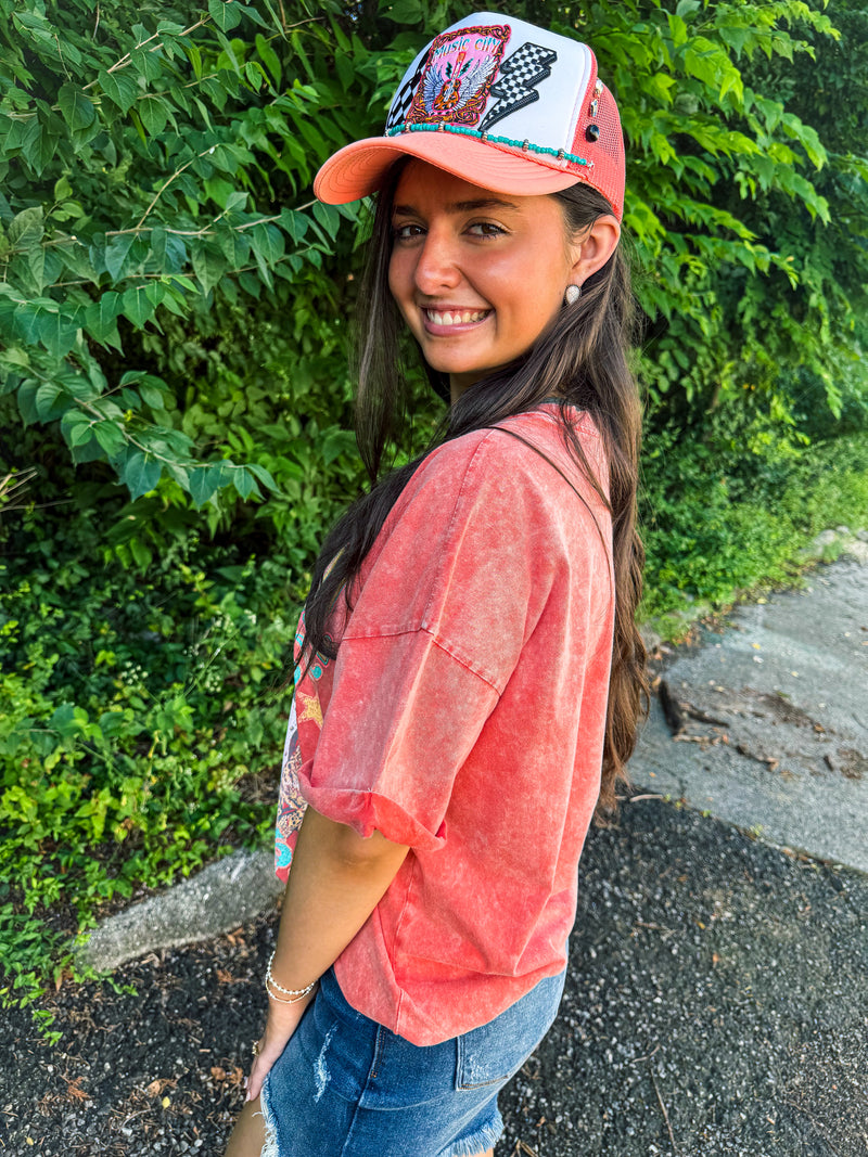 Orange Rock N Roll Tee