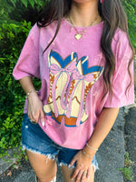 Boots N Bows Tee-Pink
