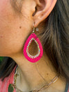 Hot Pink Rhinestone Earrings