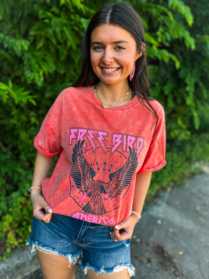 Orange Free Bird Tee