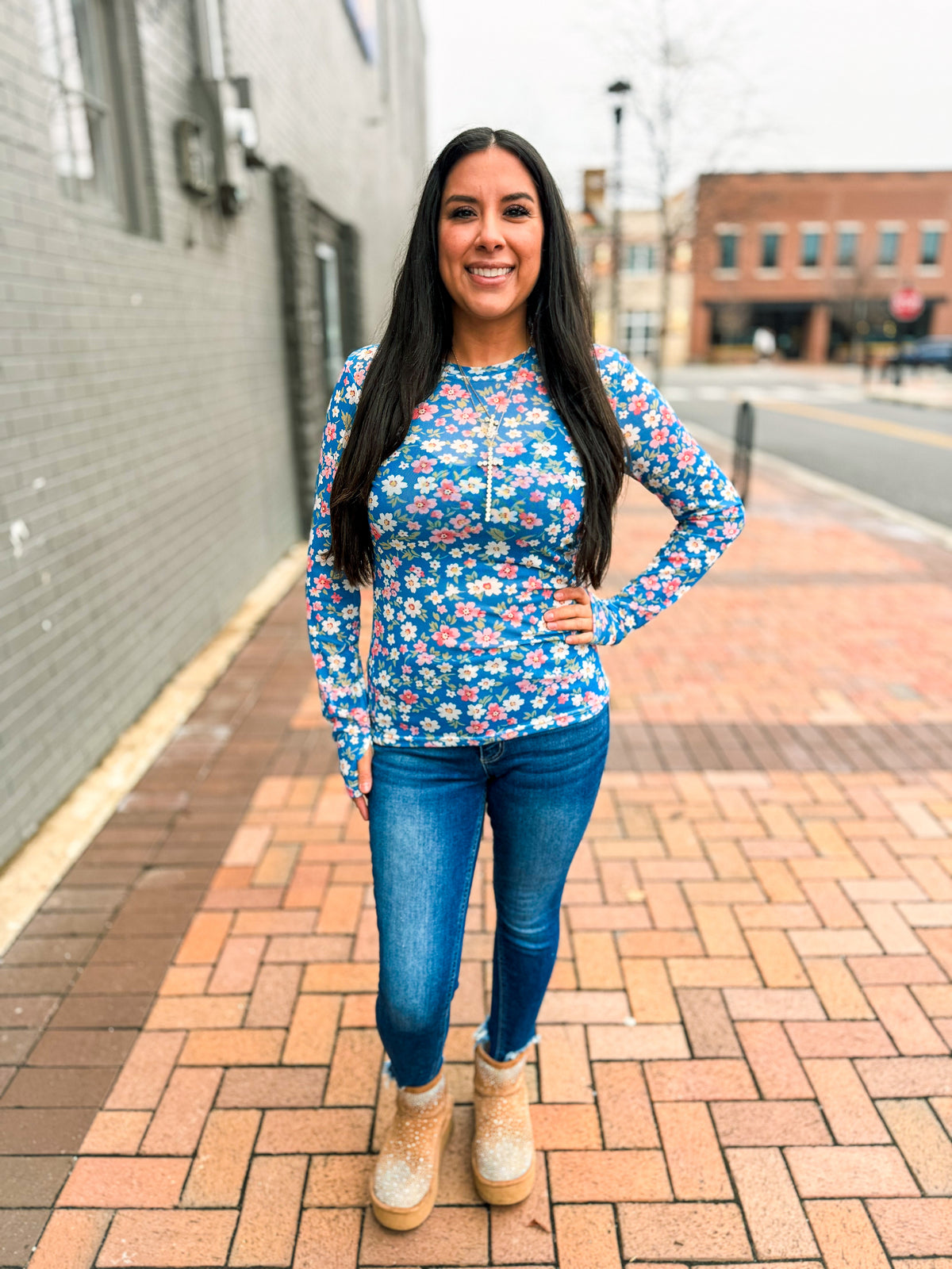 Bloomin Blue Mesh Top