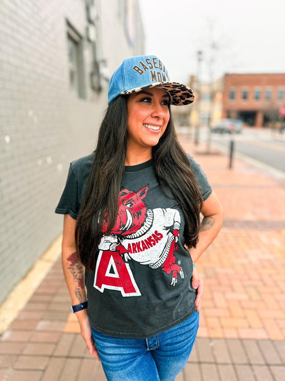 Arkansas Razorback Logo Baseball Tee