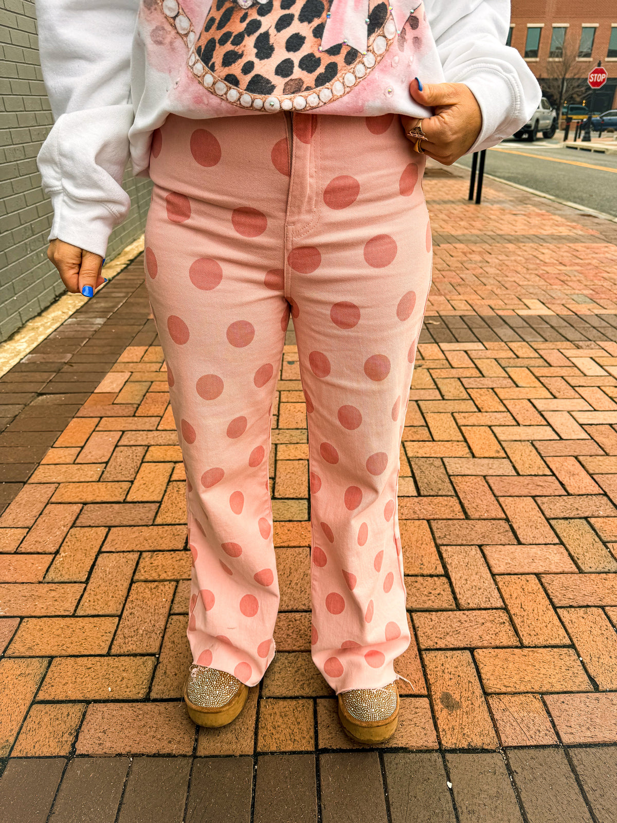 Pink Polka Dot Jeans