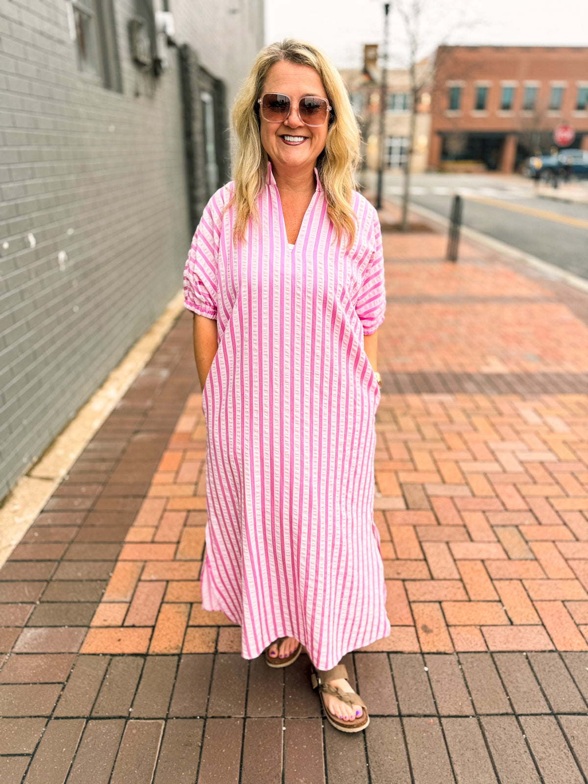 Pink Striped Maxi Dress