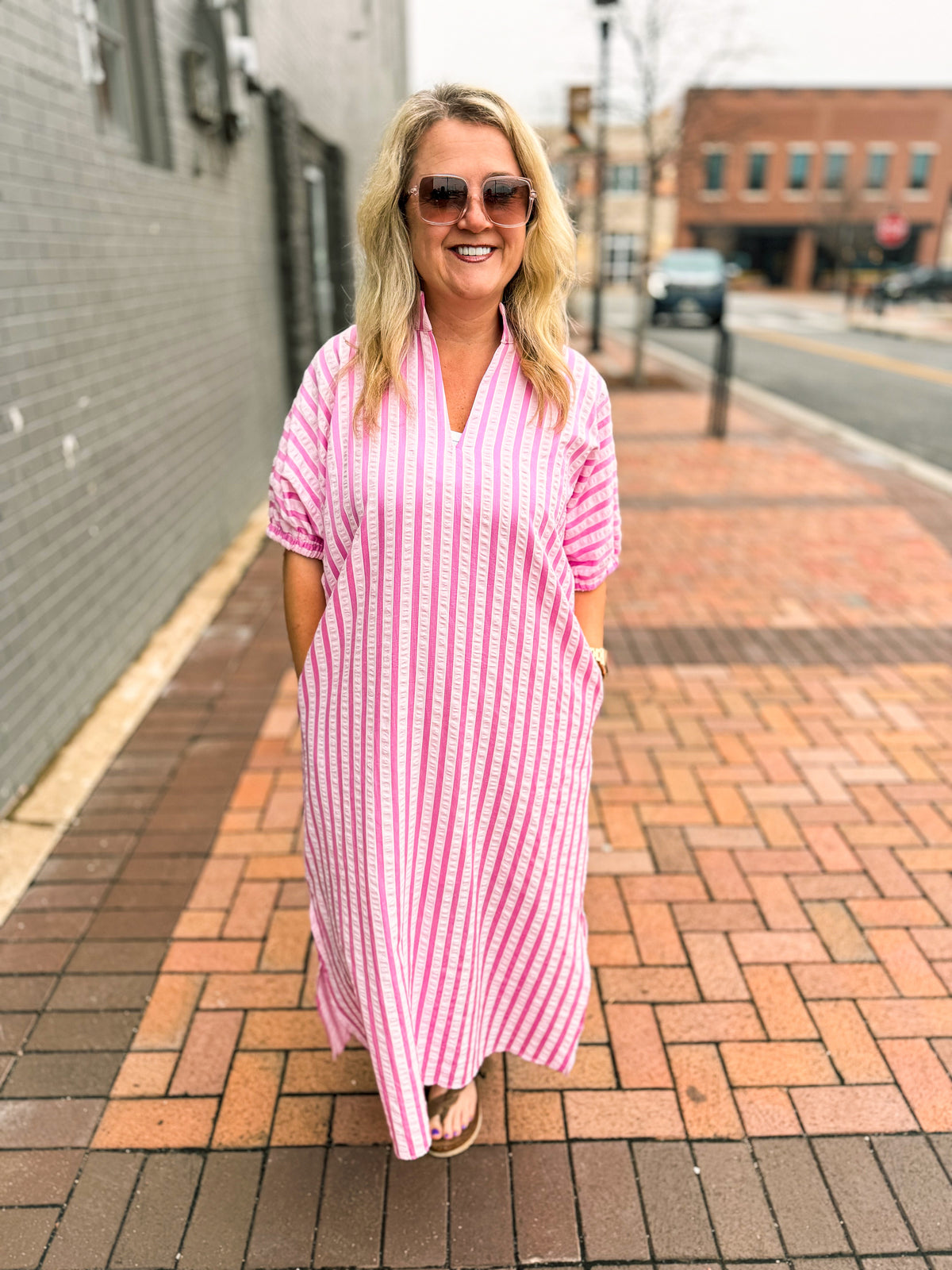Pink Striped Maxi Dress