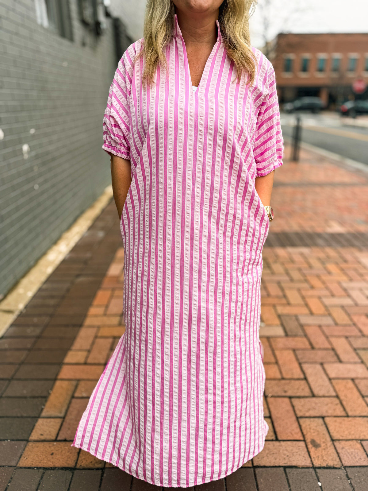 Pink Striped Maxi Dress