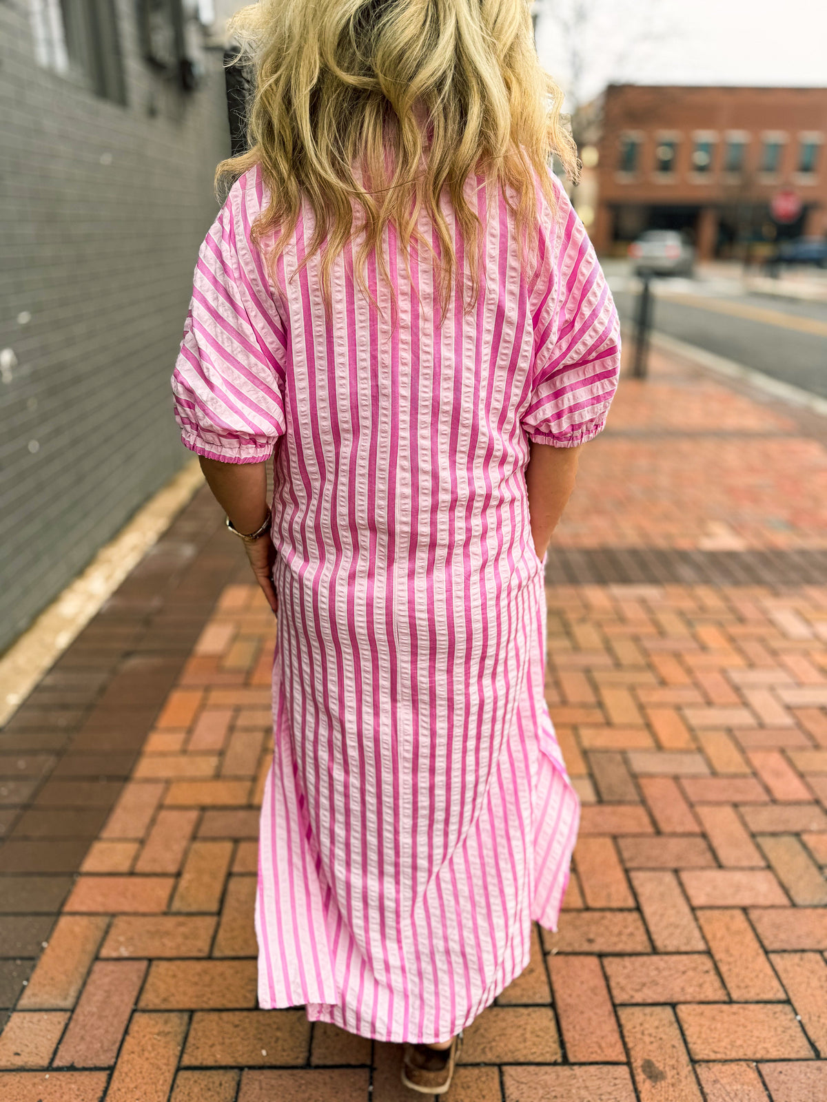 Pink Striped Maxi Dress