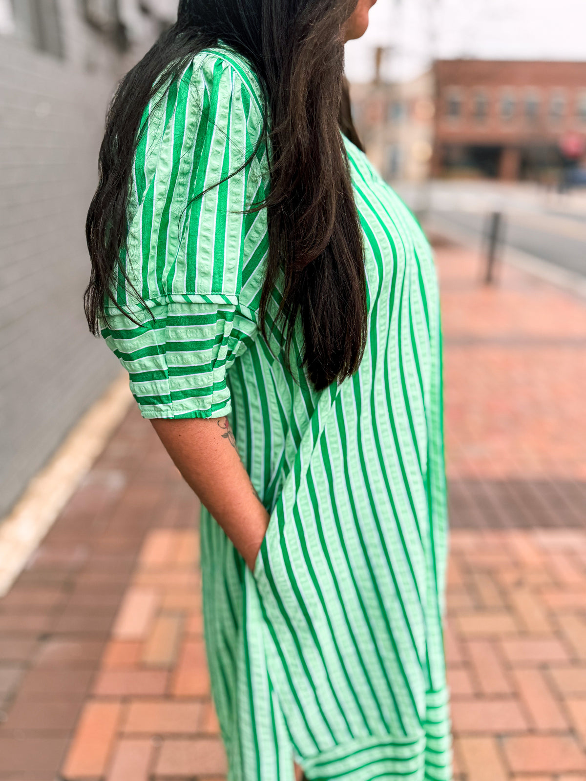 Green Striped Umgee Dress