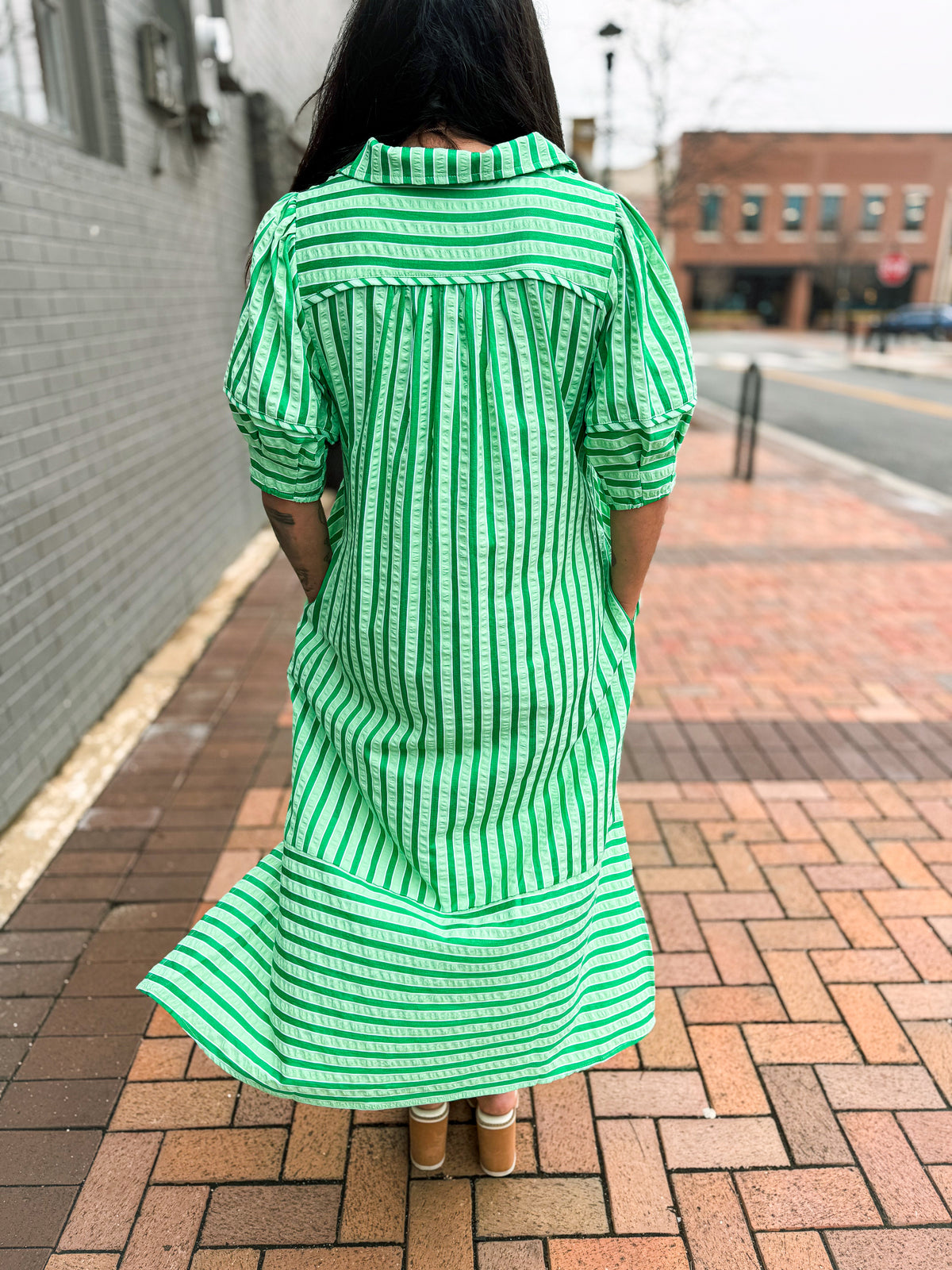 Green Striped Umgee Dress