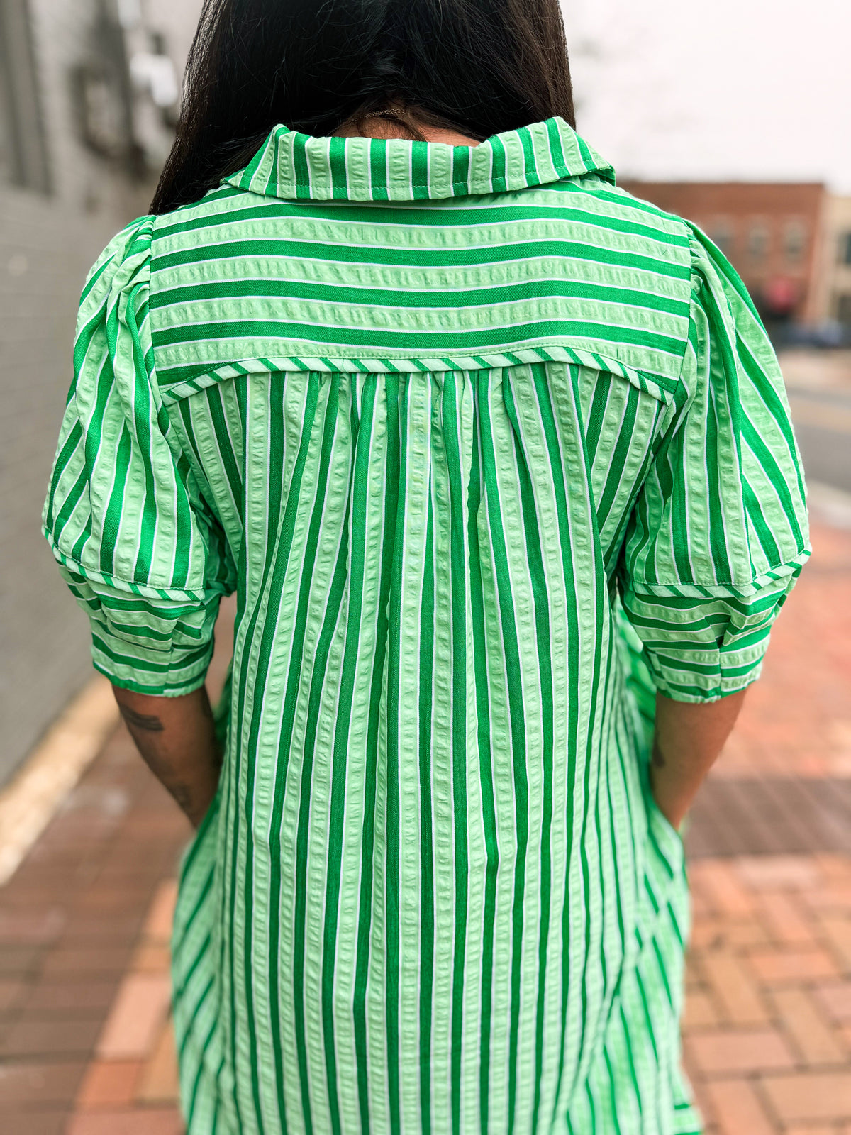 Green Striped Umgee Dress