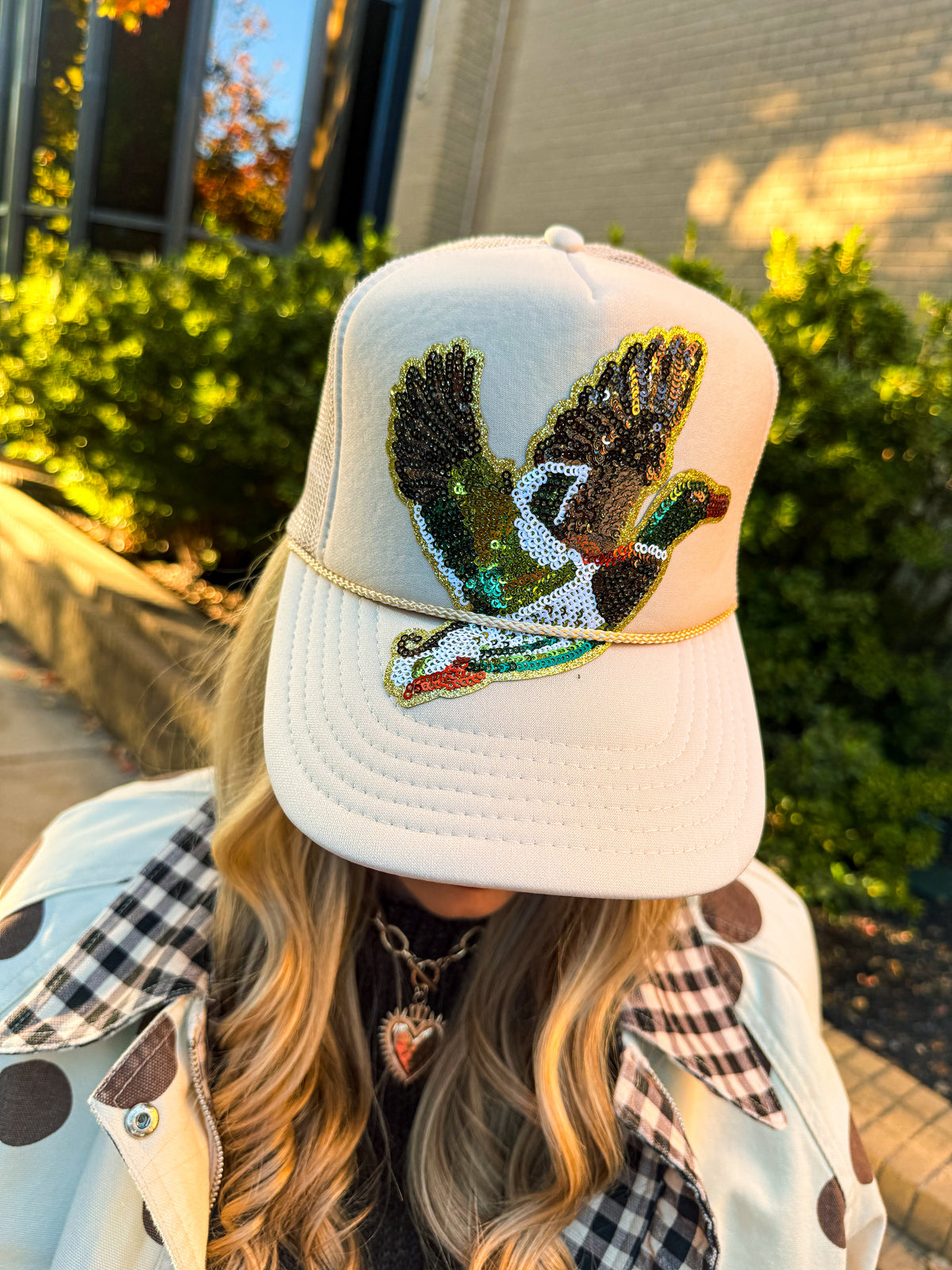 Sequin Duck Cap-Creme