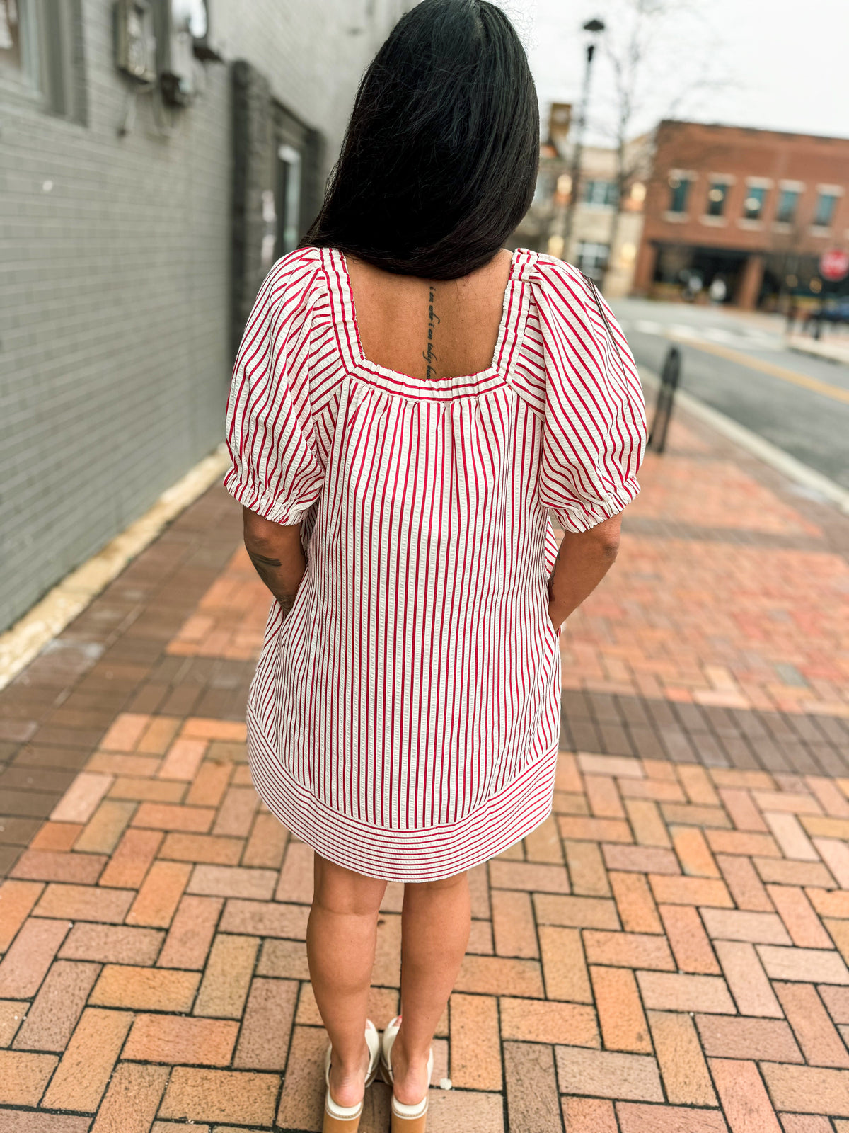 Red Striped Bow Dress