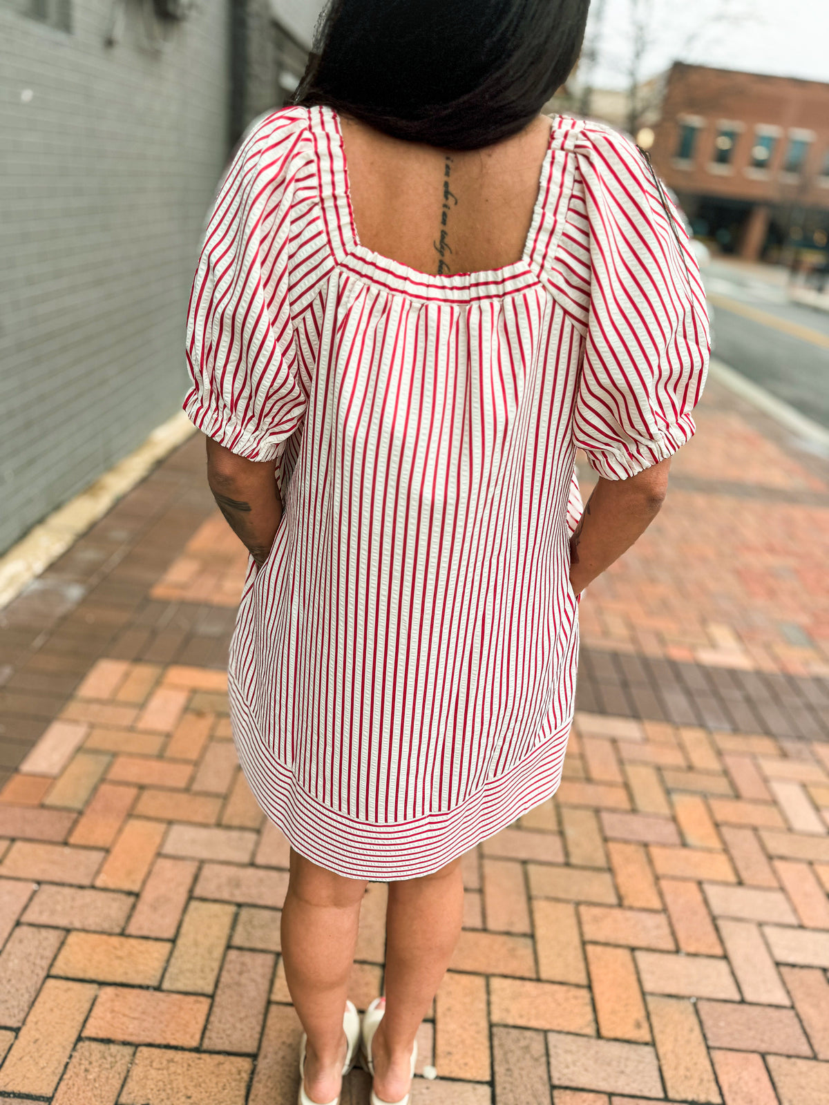 Red Striped Bow Dress