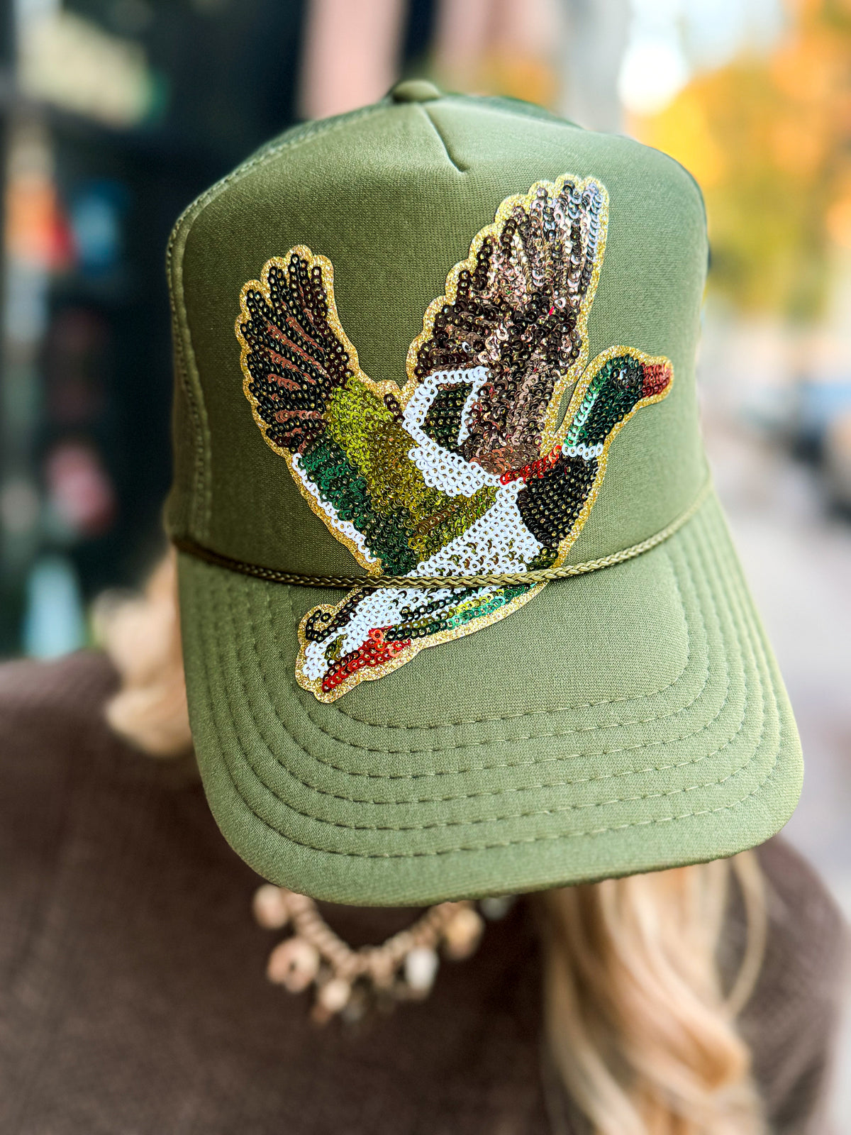 Sequin Duck Cap-Green
