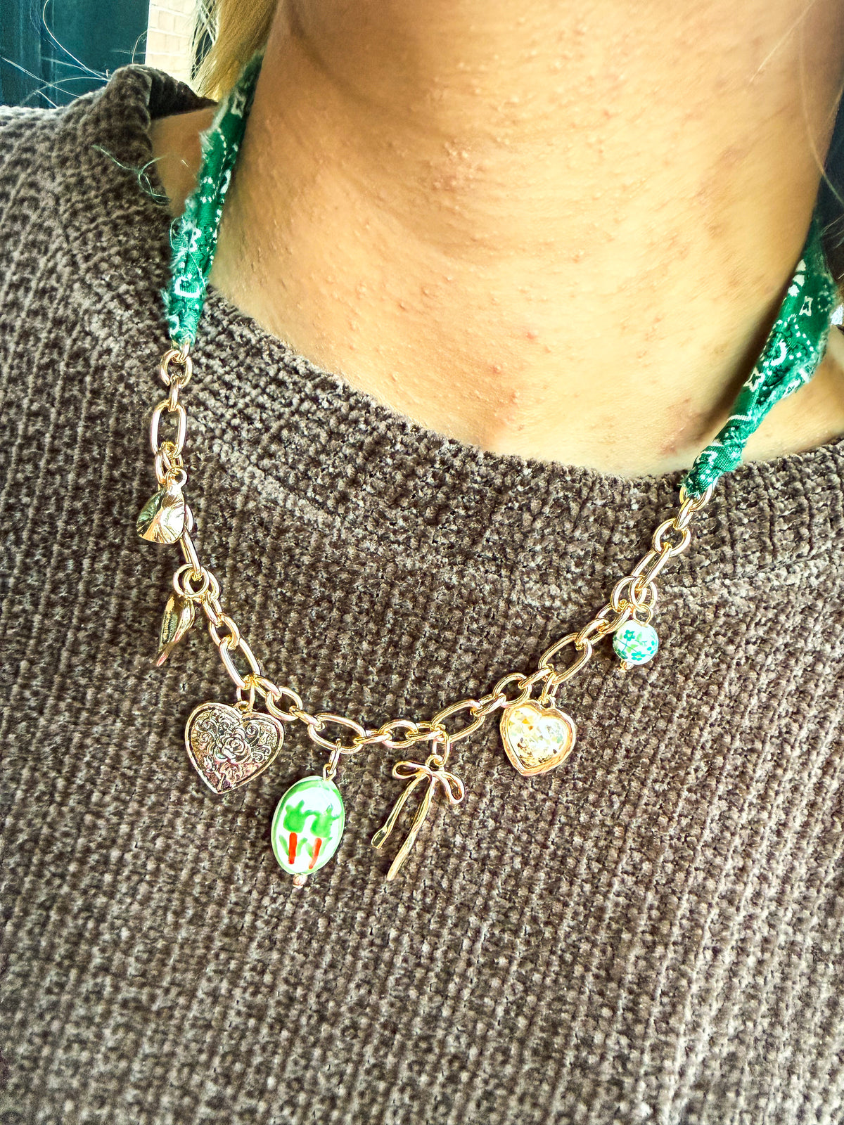 Scarf Necklace-Green