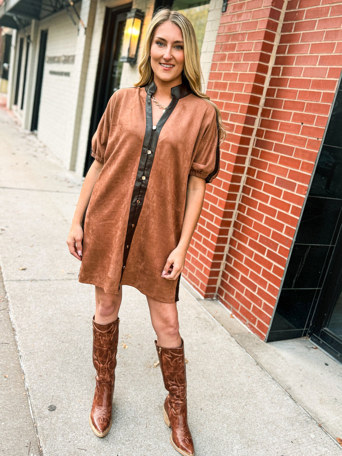Brown Suede Entro Dress