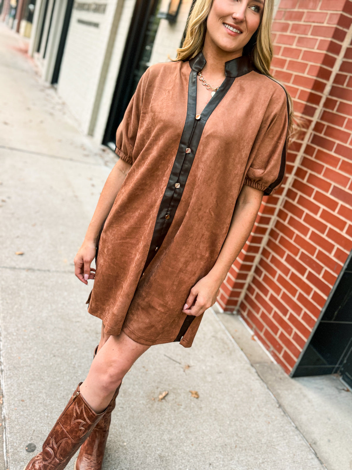 Brown Suede Entro Dress