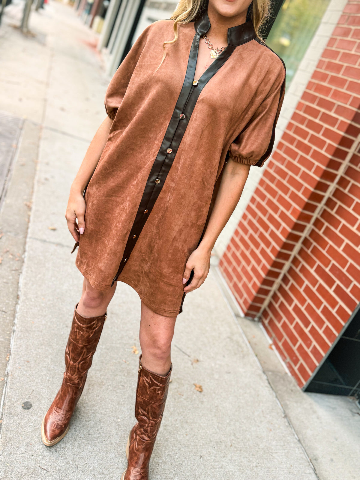 Brown Suede Entro Dress