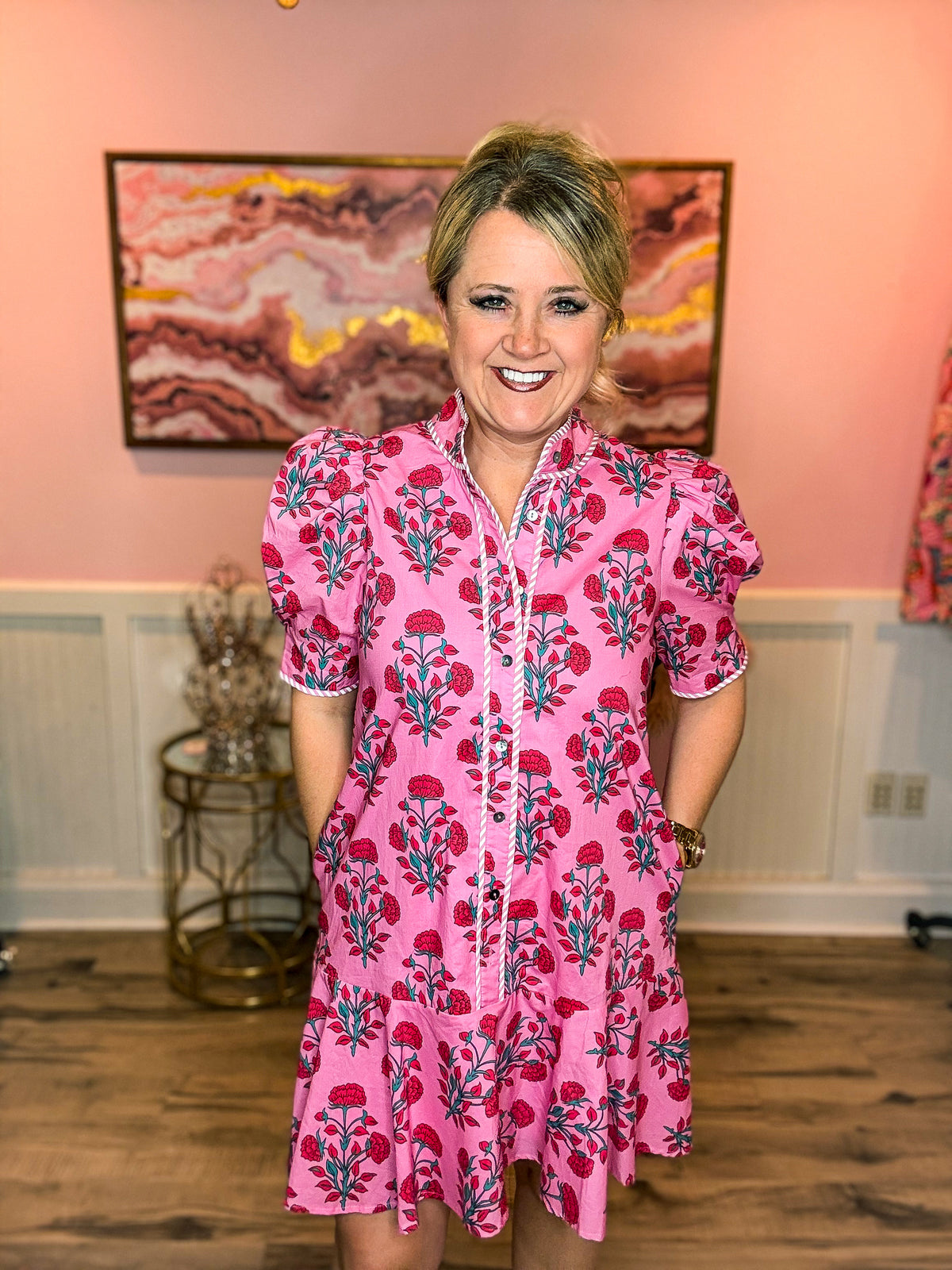 Red & Pink Floral Entro Dress
