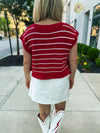 Red & White Cropped Sweater-Day & Moon