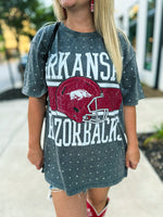 Gray Arkansas Rhinestone Tee