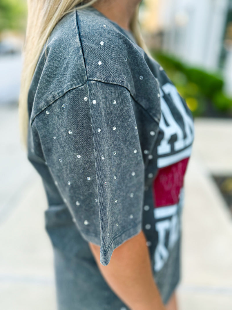 Gray Arkansas Rhinestone Tee