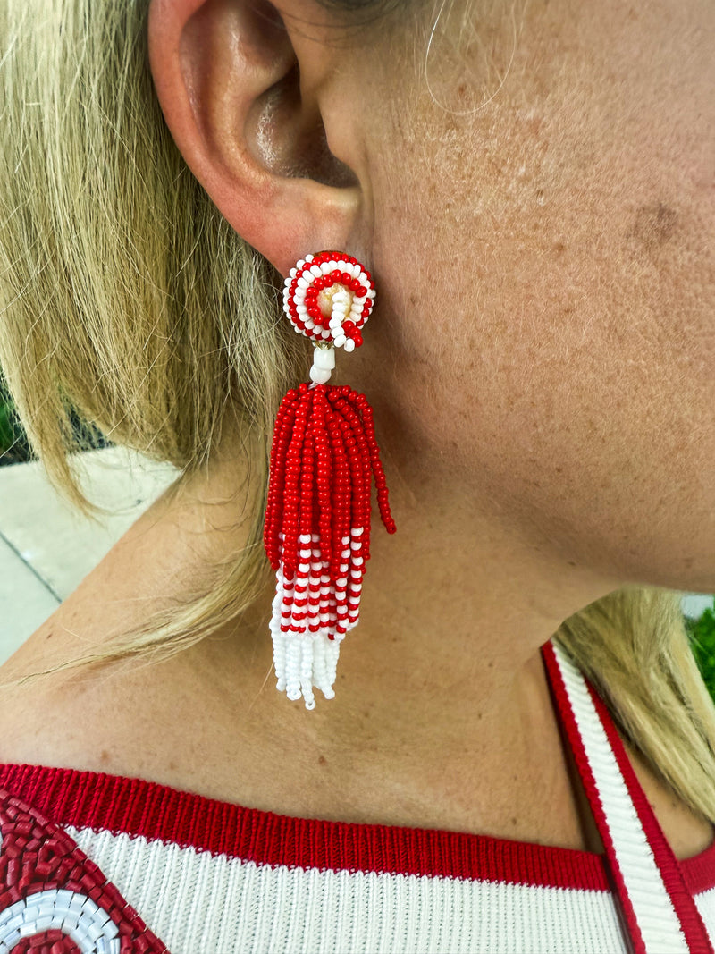 Red Tassel Earrings