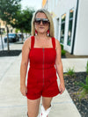 Red Front Zip Romper