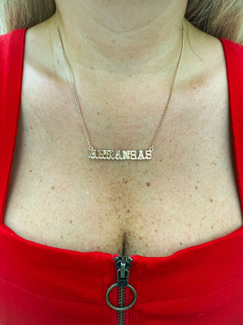 Arkansas Varsity Outline Necklace