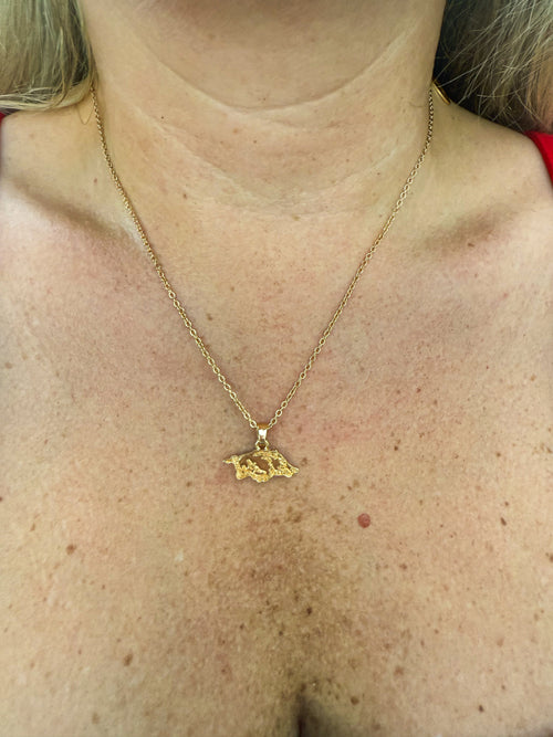 Arkansas Razorback 24K Gold Necklace