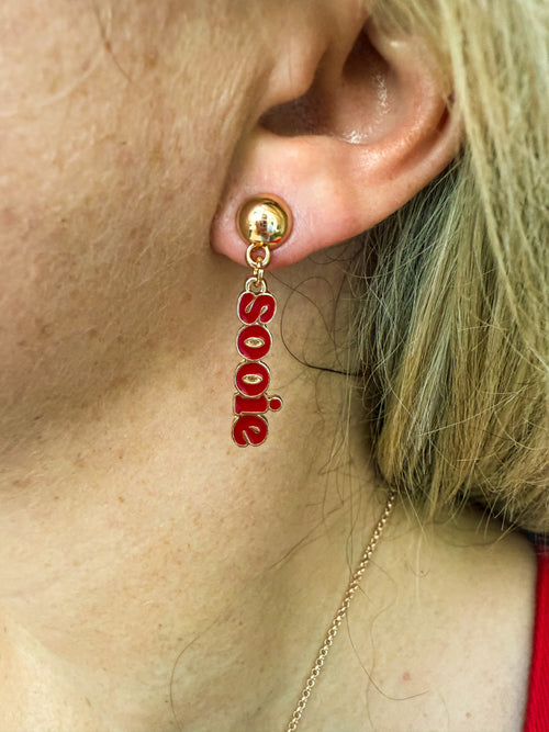 Wooo Pig Script Stud Earrings